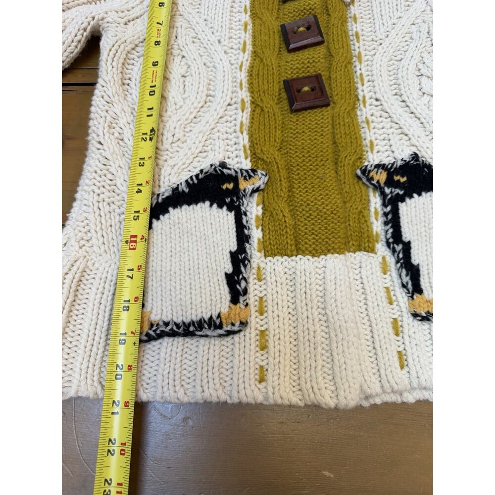 Field Flower Anthropologie Penguin Cardigan Cable Knit Chunky Sweater Size S - Picture 6 of 7